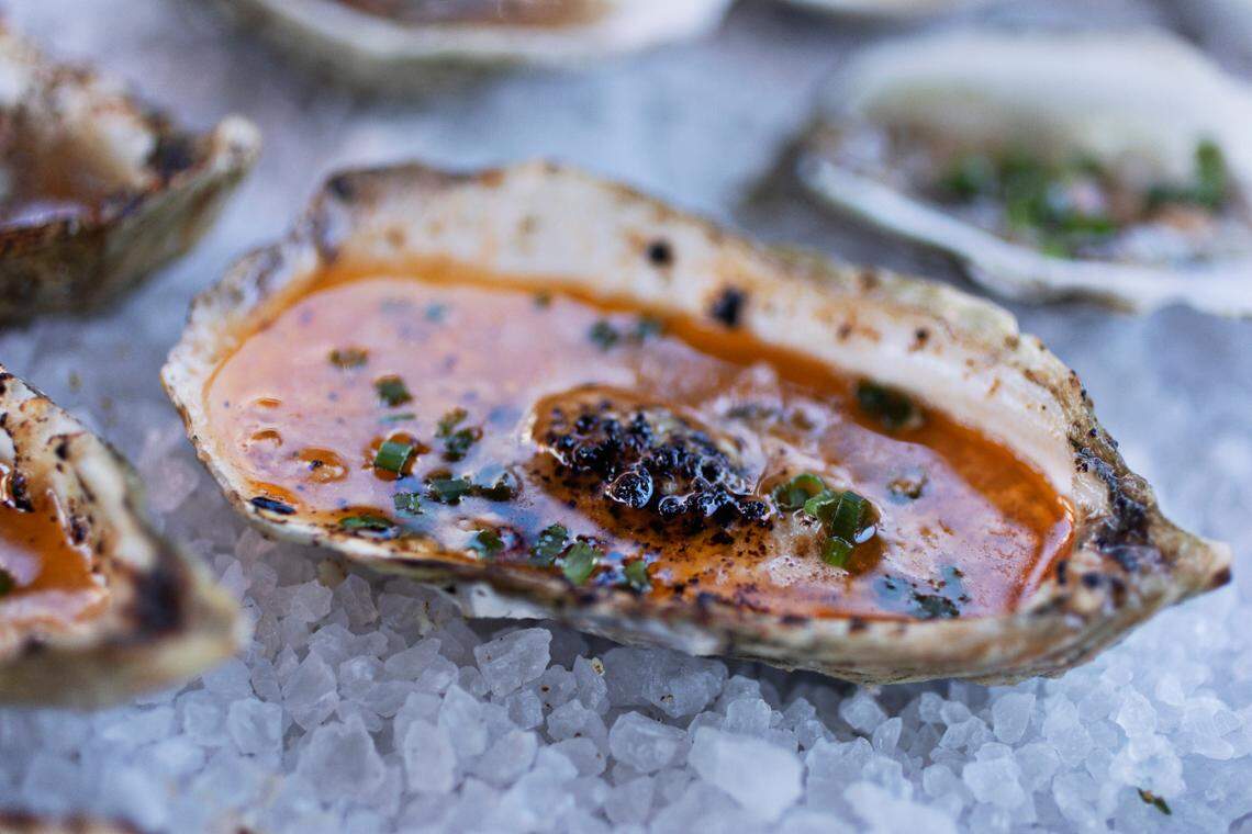 Lawrence BBQ, located in the new Boxyard RTP, includes oysters on the menu.