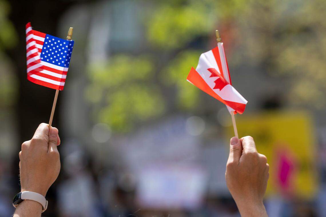 One protester Saturday focused on President Trump’s designs on Canada.