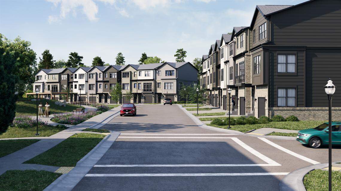A rendering of Coker Place, a new “missing middle” condo and townhome community in Chapel Hill.