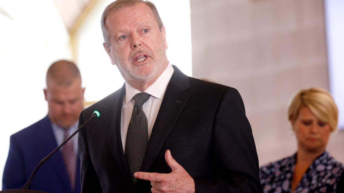 North Carolina Senate Leader Phil Berger talks about House Bill 324 during a press conference at the Legislative Building Tuesday, August 24, 2021.