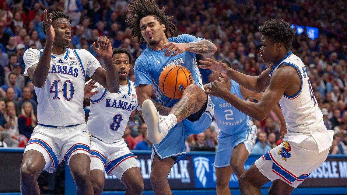 Photos: North Carolina basketball visits top-ranked Kansas in early season matchup