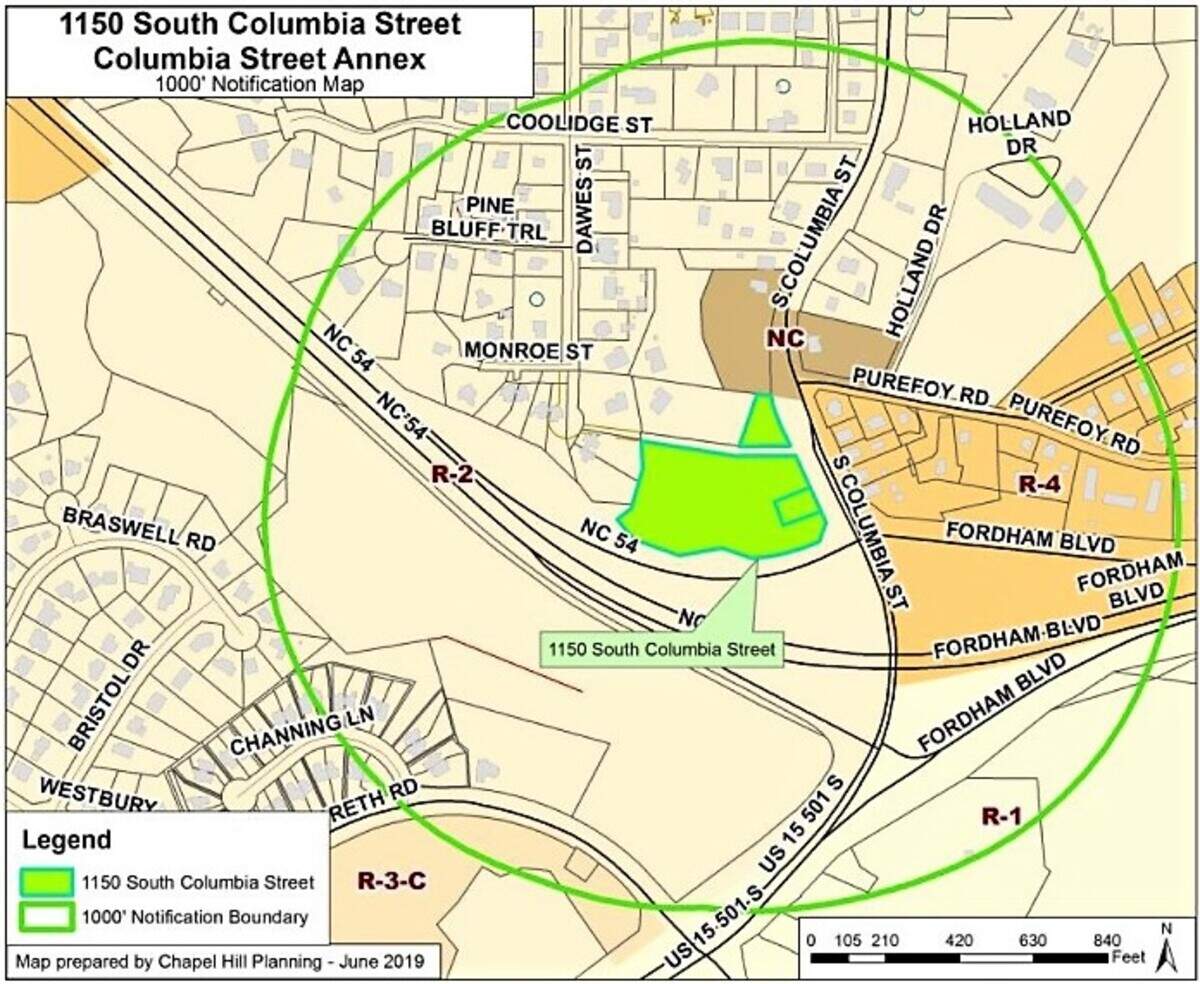 The South Columbia Annex project is planned for a 3.7-acre site near Merritt’s Grill and south of UNC’s campus and UNC Hospitals.