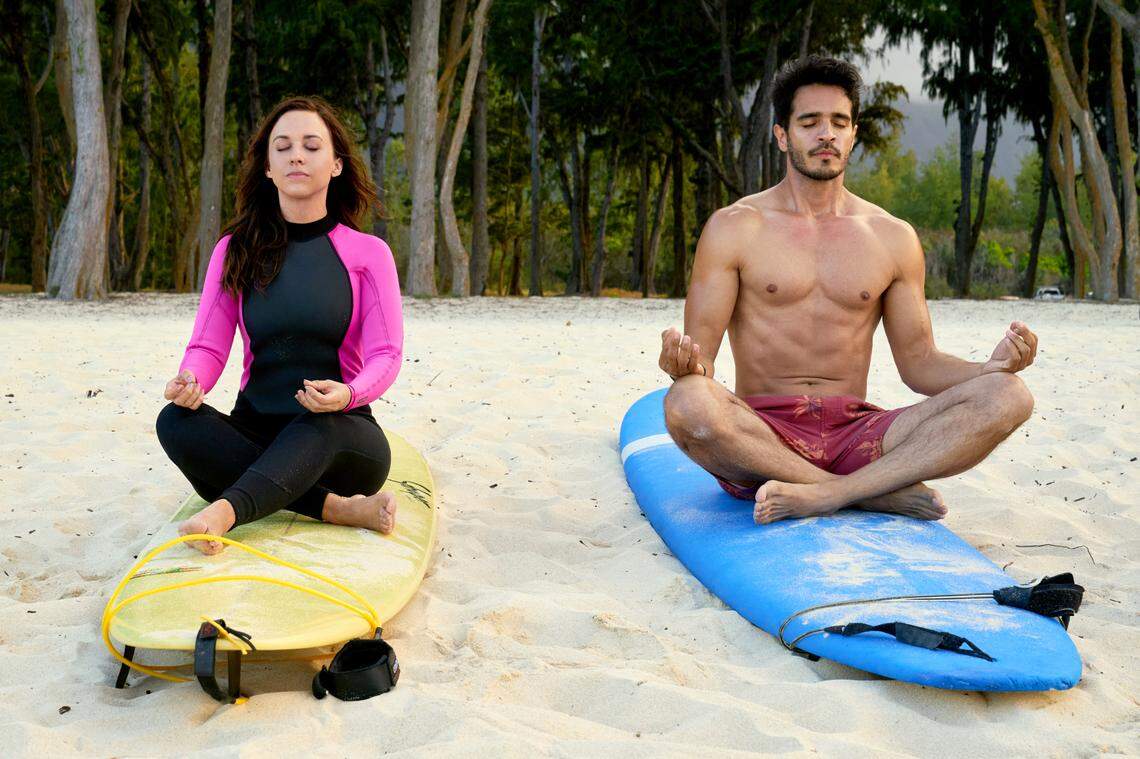 Lacey Chabert and Ektor Rivera in the Hallmark Movies & Mysteries film “Groundswell.”