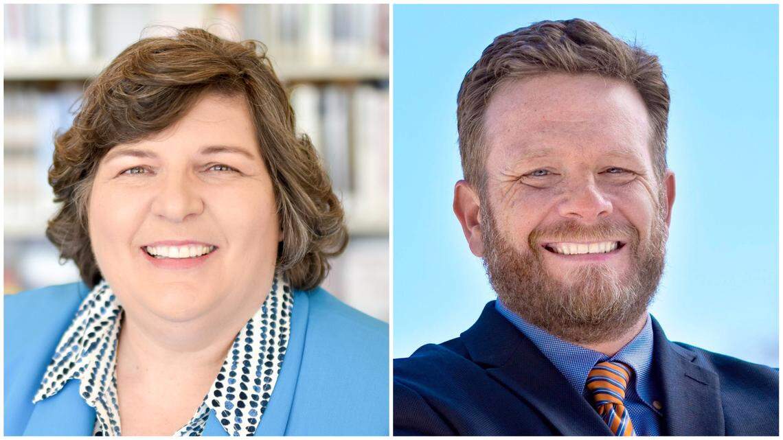 Wake County Commission District 7 challenger Vickie Adamson, left, and incumbent John Burns