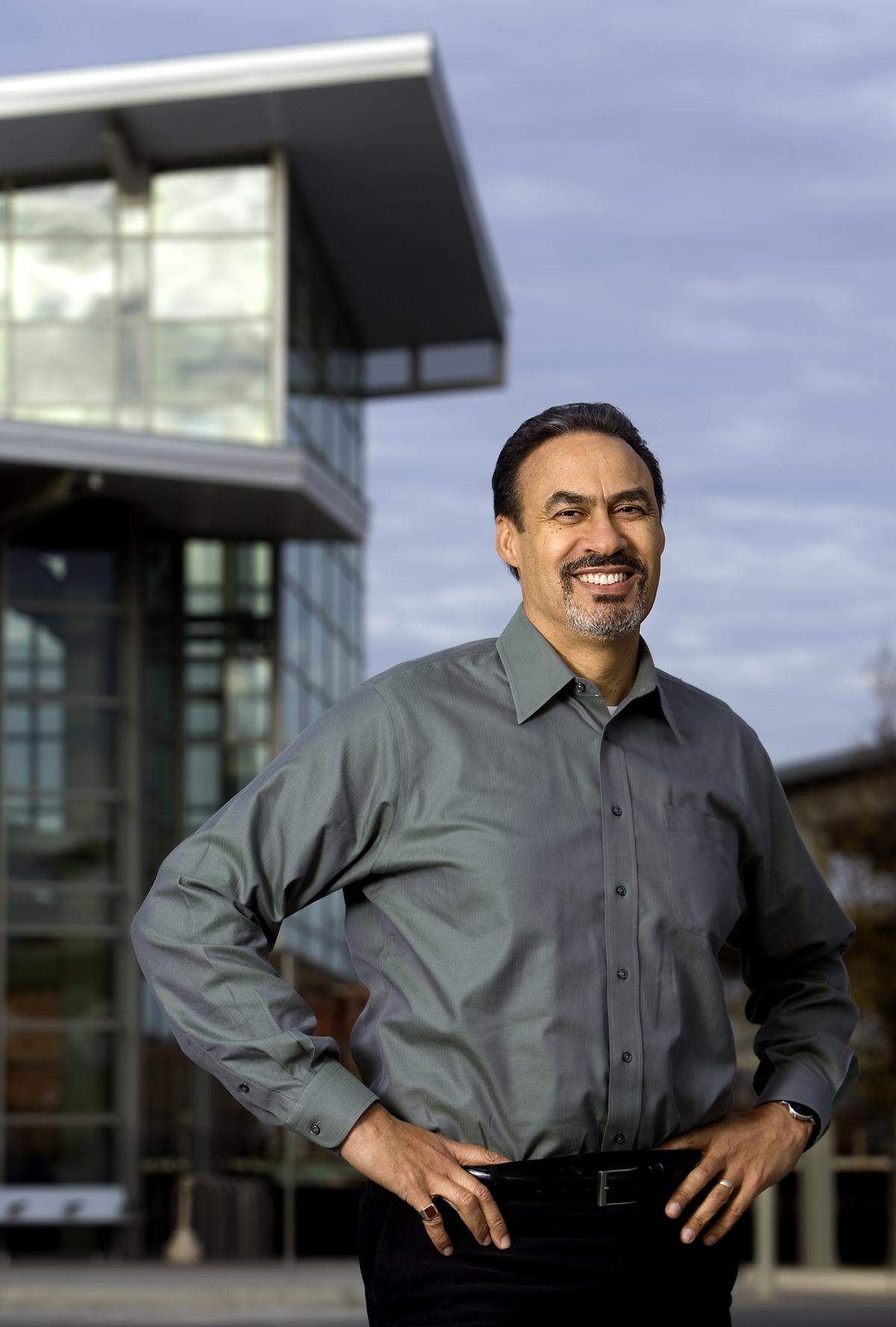 Phil Freelon in front of the Durham Station Transportation Center which he designed. The famed architect died in 2019 from ALS, also known as Lou Gehrig’s disease. He was married to jazz singer Nnenna Freelon for 40 years.
