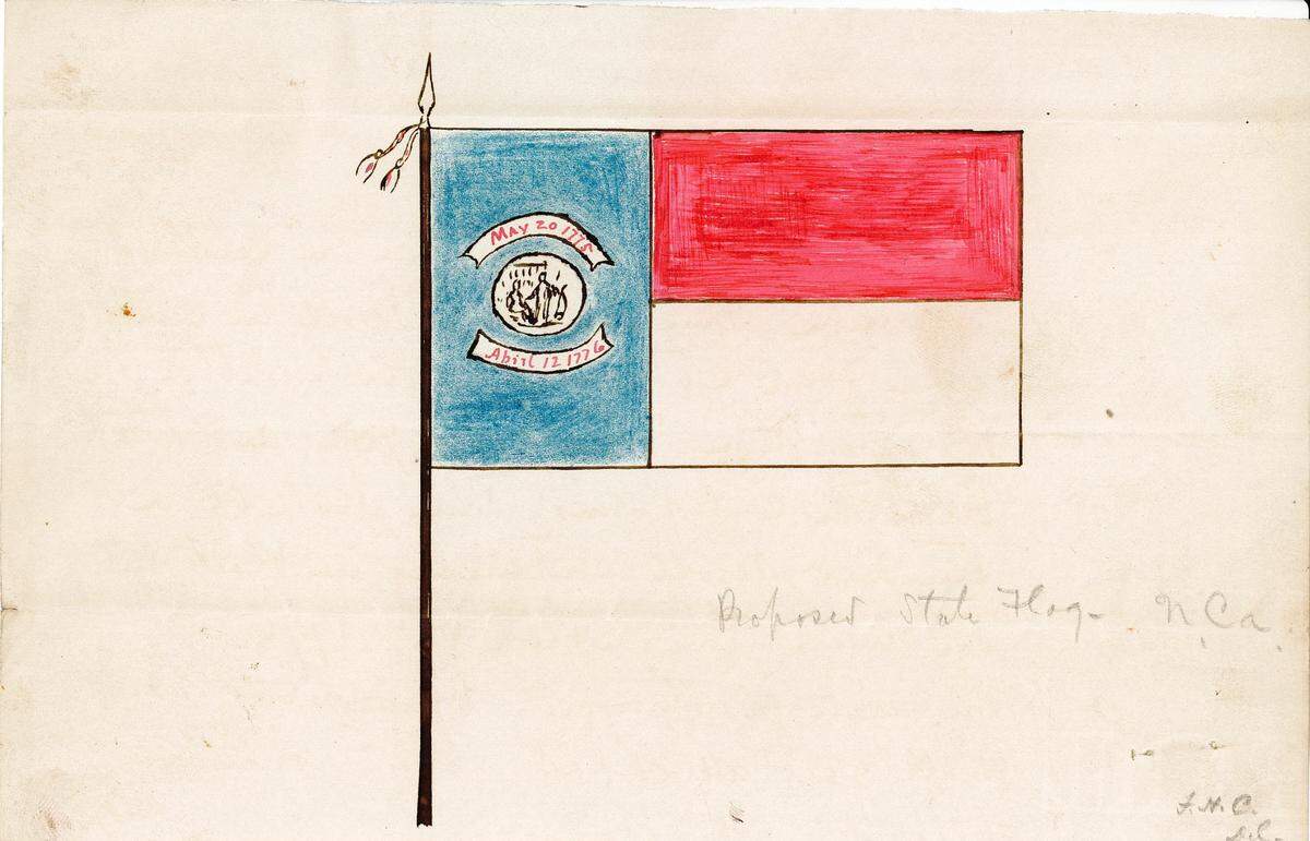 An original design of the North Carolina state flag housed in the state archives.
