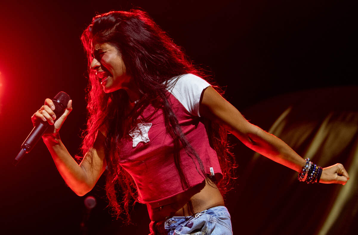 Jessie Reyez opens the show for Sam Smith in concert on the “Gloria” tour, Tuesday night, Aug. 1, 2023 in Raleigh, N.C.