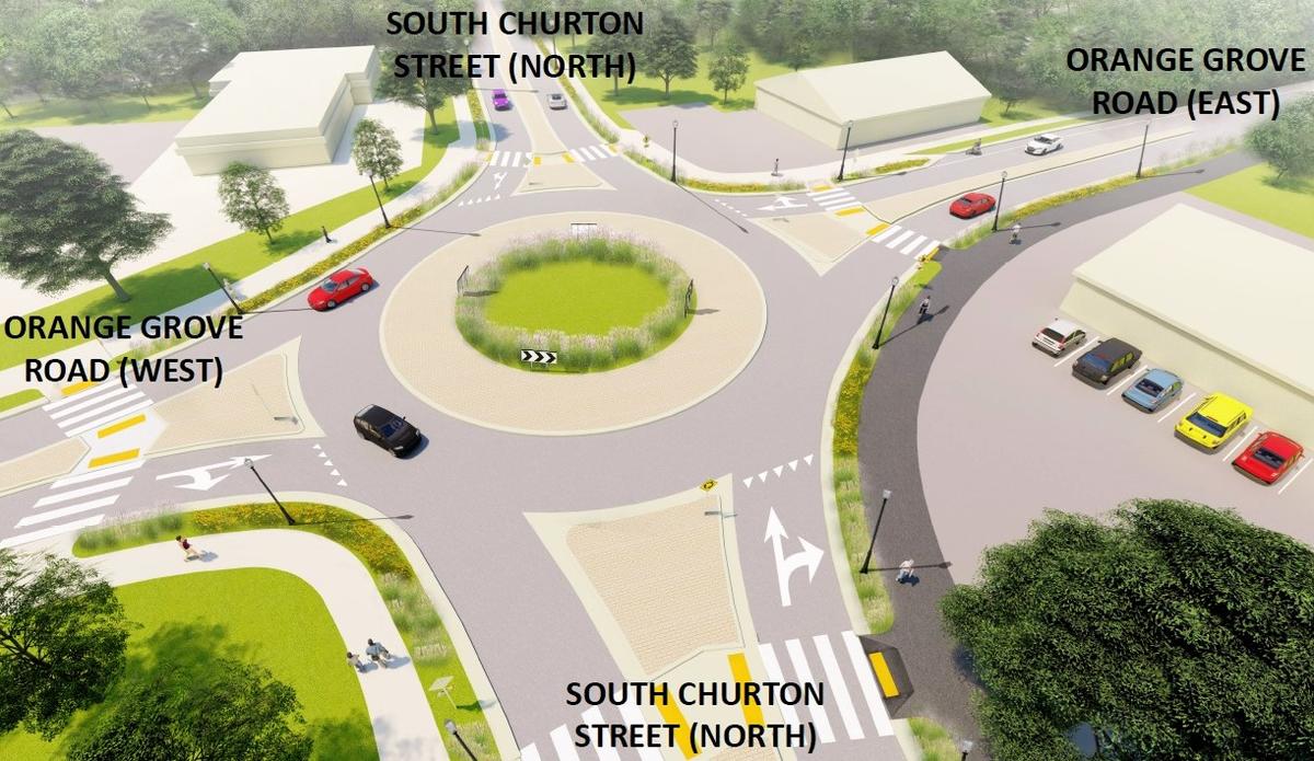 An N.C. Department of Transportation plan for improving South Churton Street in Hillsborough includes roundabouts at Orange Grove Road (pictured), Rebecca Drive and Mayo Street, where traffic regularly backs up in the mornings, afternoons and evenings.