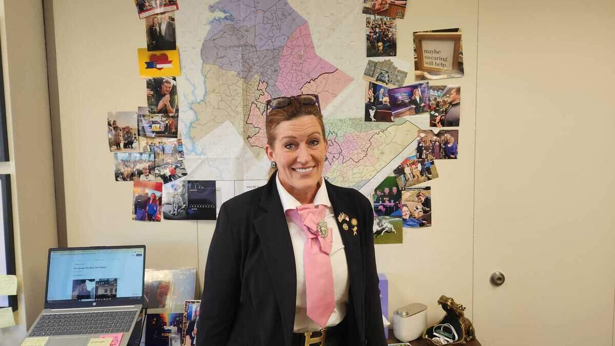 N.C. Sen. Woodson Bradley, a Mecklenburg County Democrat, pictured in her Legislative Office Building office on Thursday, March 27, 2025.