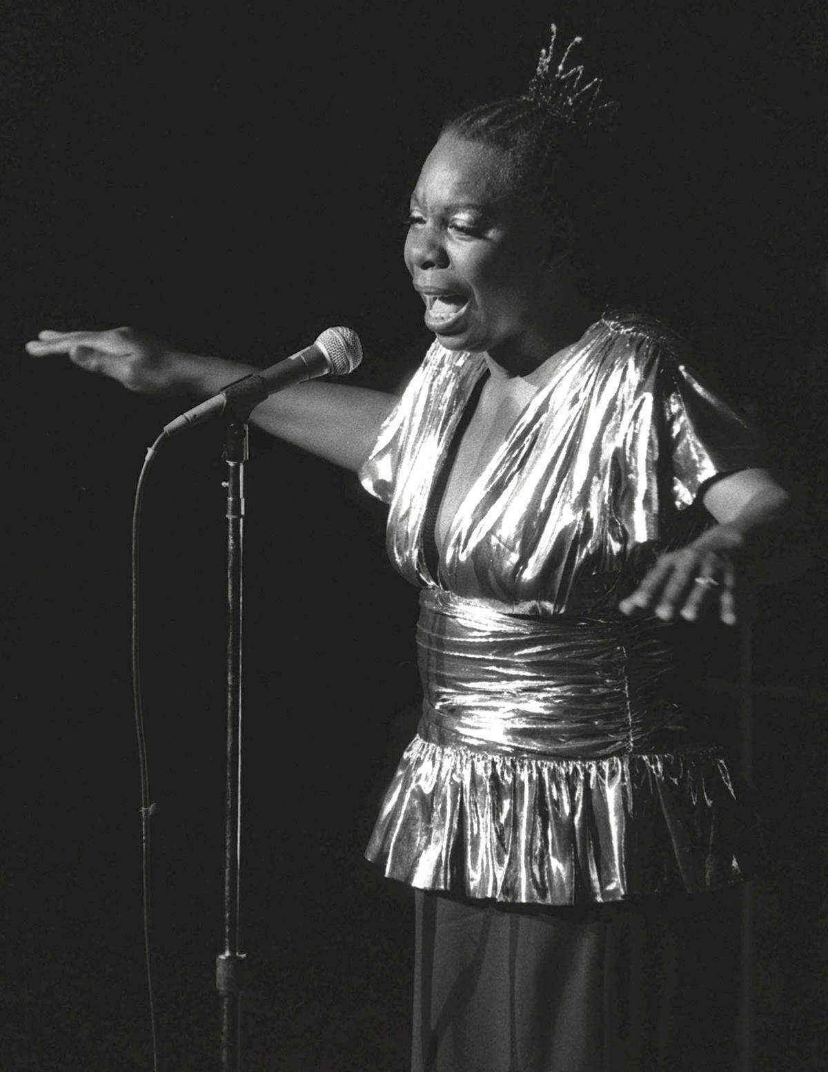 Nina Simone is shown performing at Avery Fisher Hall in New York on June 27, 1985.