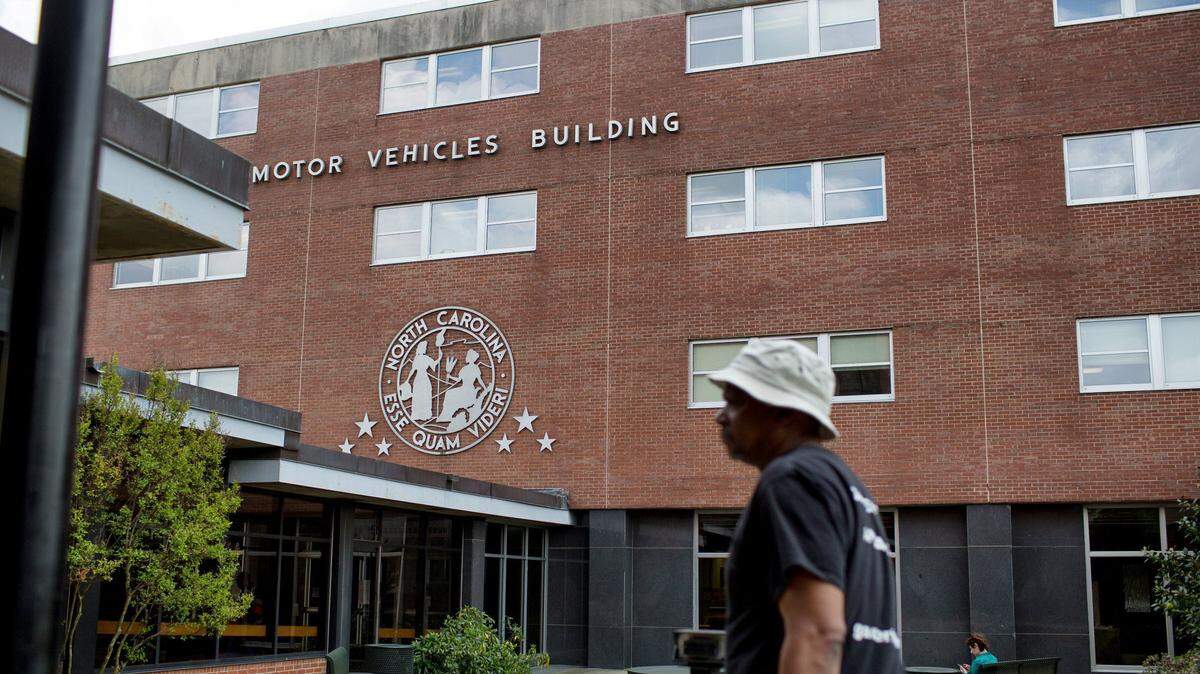 The North Carolina DMV’s headquarters building on New Bern Avenue in Raleigh.