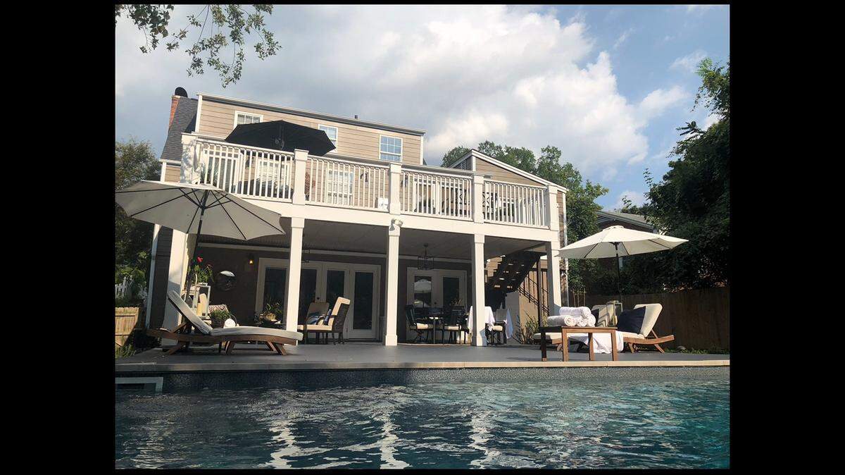 The view from the pool in the backyard of the home of Greg Sims and Rodolfo DeMartino in the Mordecai neighborhood in Raleigh. The home is featured on a new episode of HGTV’s “Love It or List It.”