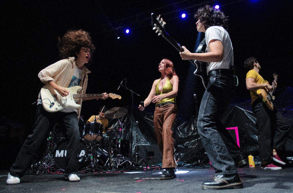 MUNA opens for Phoebe Bridgers in concert at Raleigh, N.C.’s Red Hat Amphitheater Tuesday night, Sept. 21, 2021.