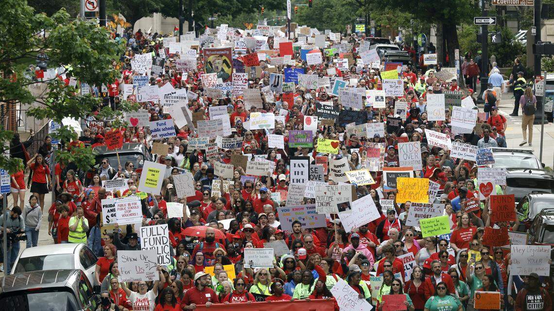 Thousands from across NC join teachers protest in Raleigh. Catch up on Friday’s rally