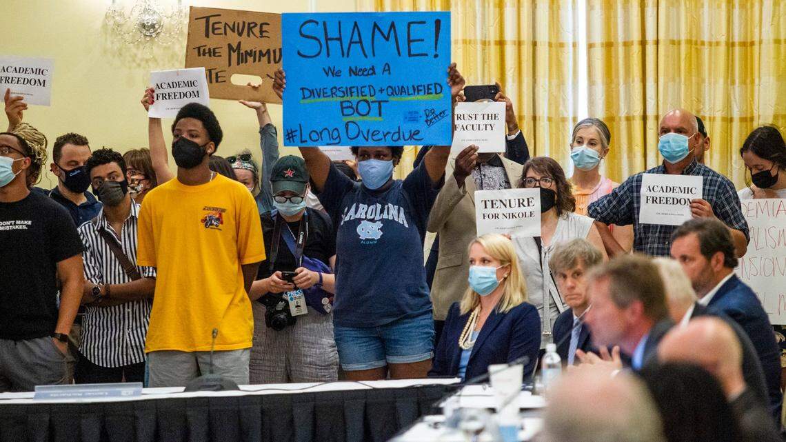 UNC-Chapel Hill protesters are pushed out of trustees’ meeting after refusing to leave
