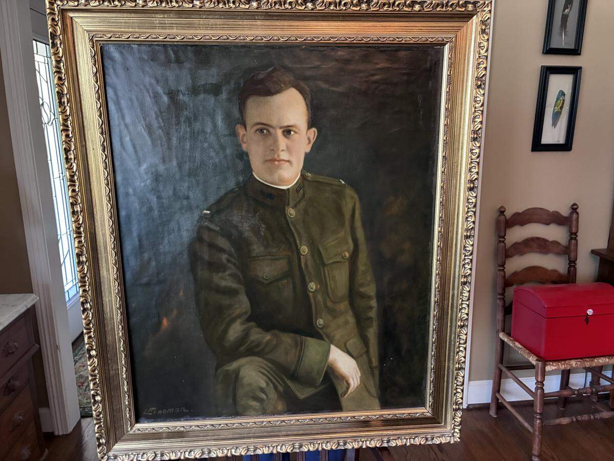 Family visiting Raleigh’s Oakwood Cemetery were surprised to see a photograph of their ancestor John E. Ray Jr. in the office, so they sent Director Robin Simonton a picture of his painted portrait.