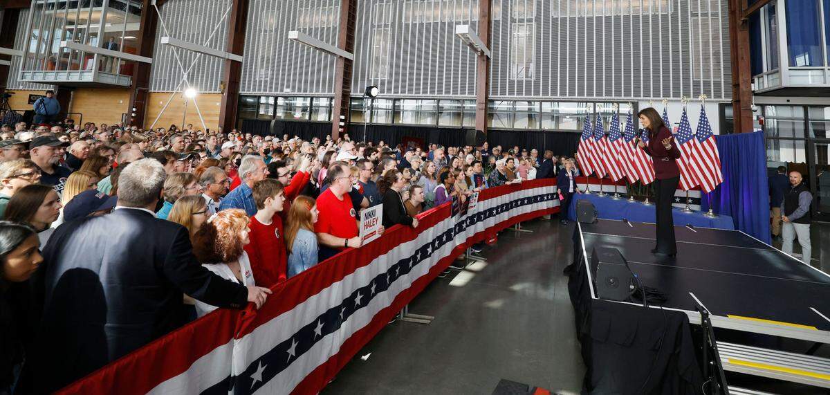 Republican presidential candidate Nikki Haley speaks during a rally at Union Station in Raleigh, N.C., Saturday, March 2, 2024.