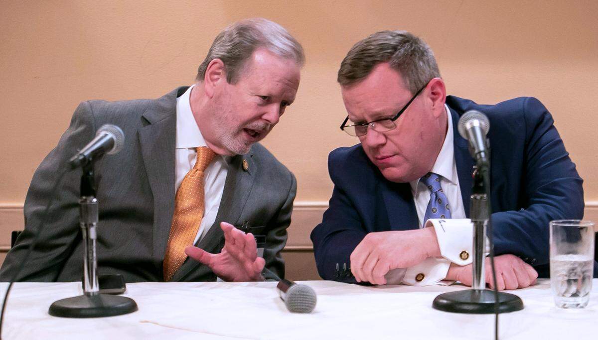 North Carolina’s top Republican leaders, Senate leader Phil Berger, left, and House Speaker Tim Moore.