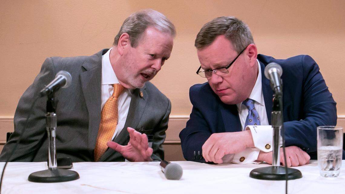 North Carolina’s top Republican leaders, Senate leader Phil Berger, left, and House Speaker Tim Moore.