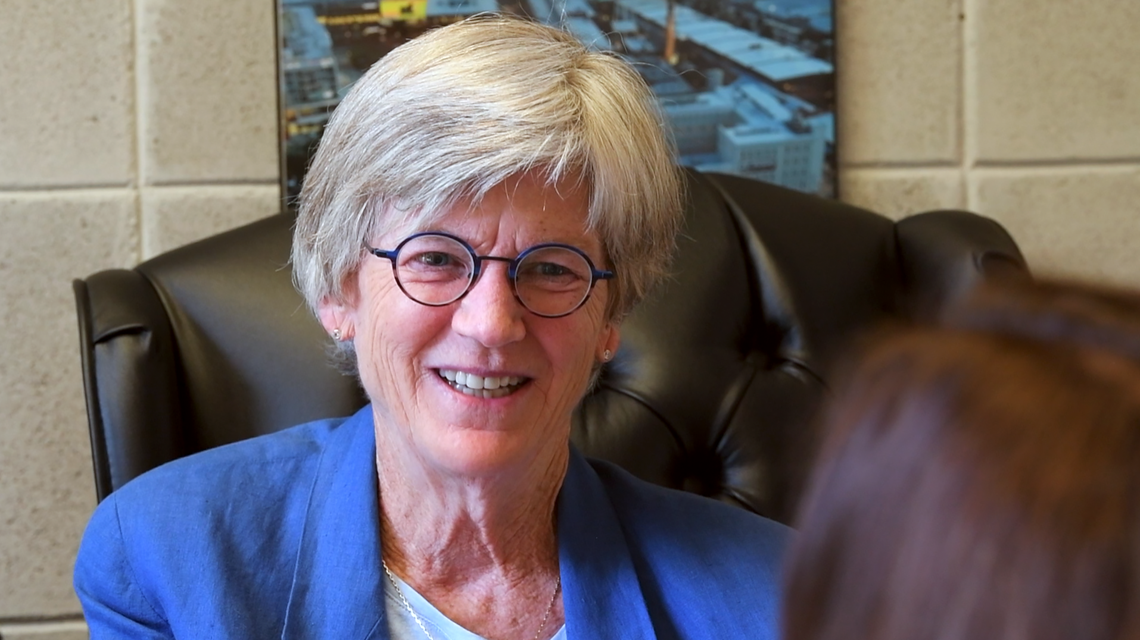 N.C. Rep. Marcia Morey, a Durham Democrat, pictured in her office at the Legislative Building in downtown Raleigh during a recording of the Under the Dome podcast.