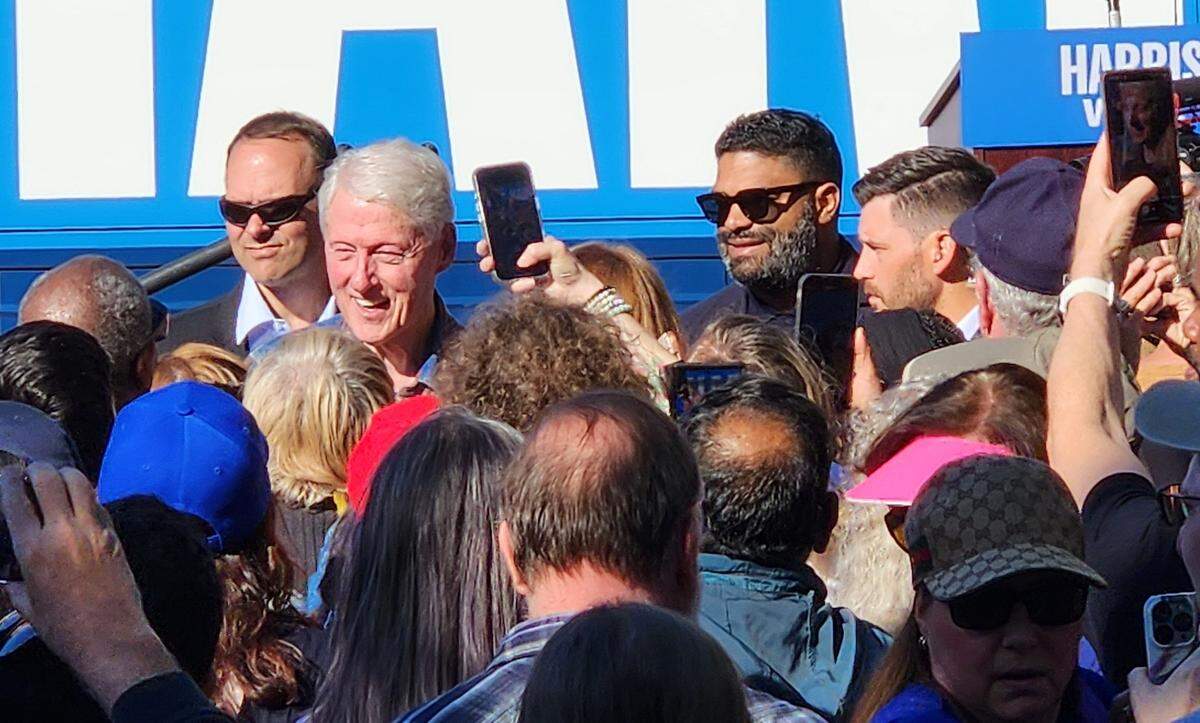 Former President Bill Clinton visited Raleigh on Sunday, Oct. 20, 2024, one of a number of high-profile surtrogate stops for Kamala Harris in the state.