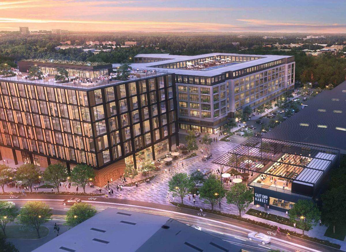 A rendering by architecture firm Genseler of the potential finsihed East End Market Project in Raleigh near Mordecai and Five Points.
