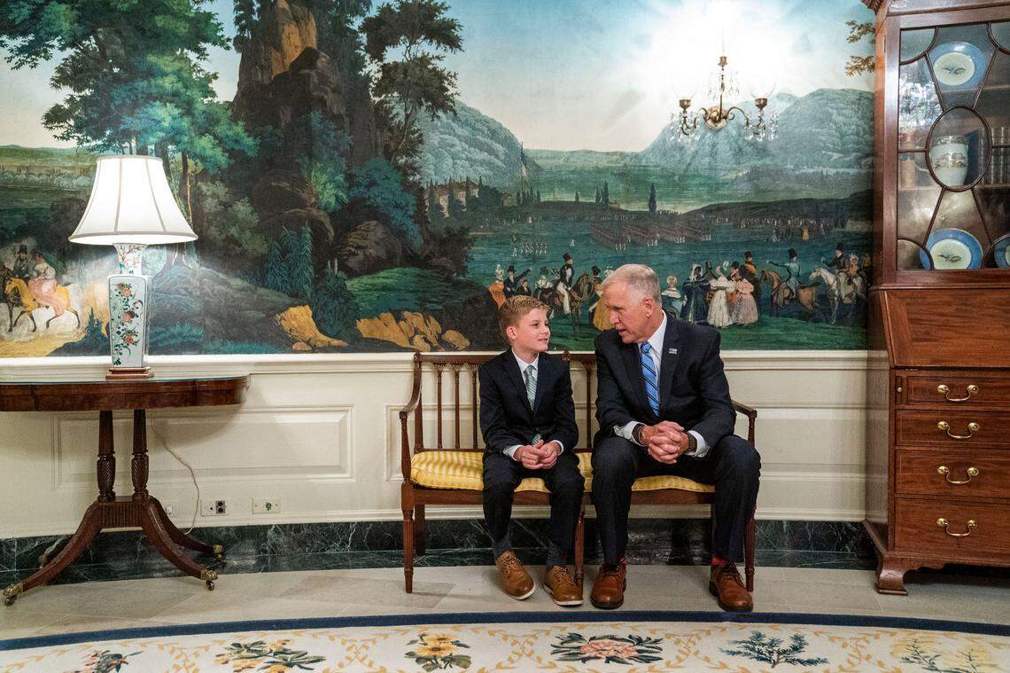 Sen. Thom Tillis during a reception on the day of Judge Amy Coney Barrett’s nomination inside the White House in Washington, Sept. 26, 2020.