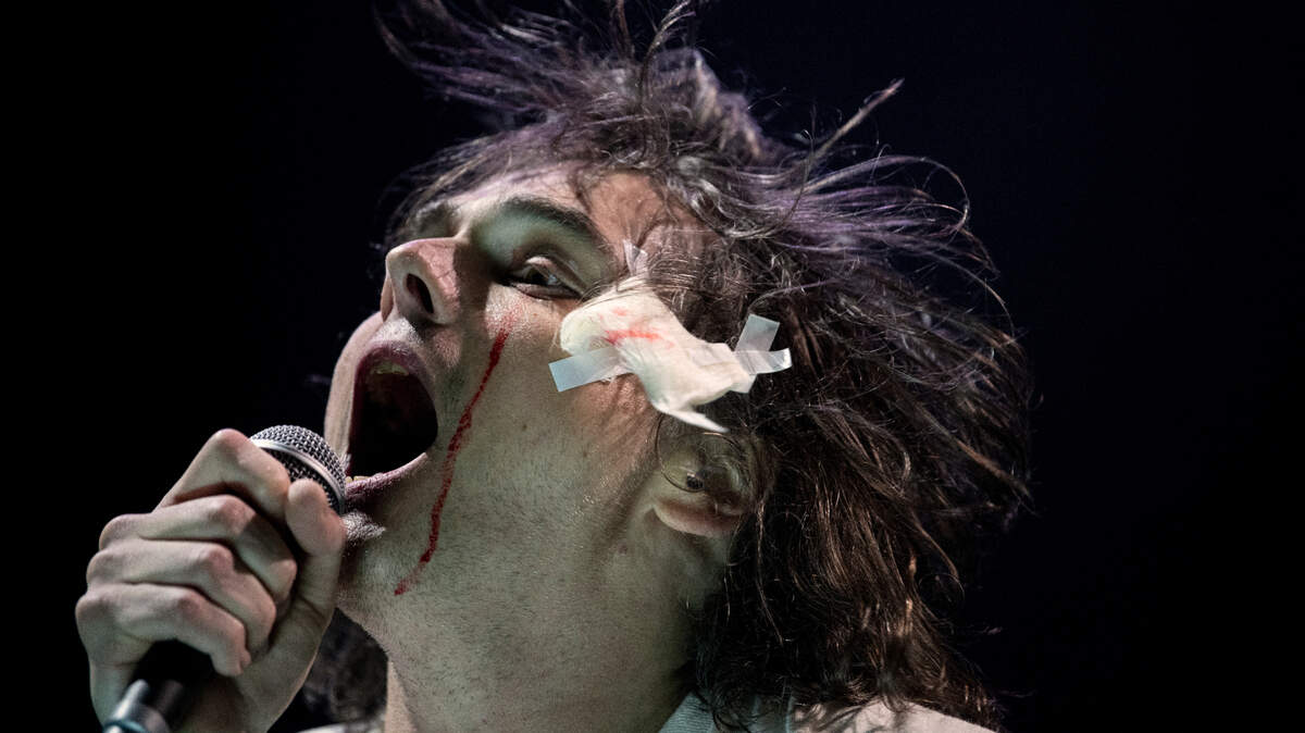 Gerard Way, lead singer of My Chemical Romance, in concert at Raleigh, N.C.’s PNC Arena, Friday night, Aug. 26, 2022.