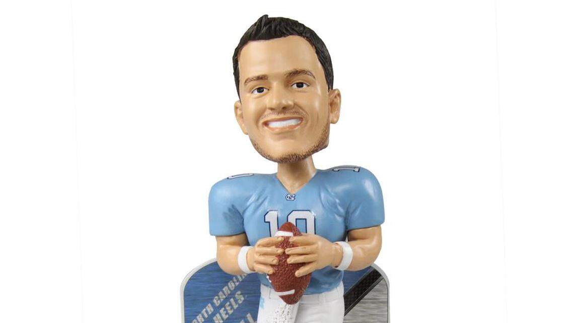 The National Bobblehead Museum and Hall of Fame has issued the Mitch Trubisky bobblehead. The figurine of the former Tar Heel quarterback now with the Chicago Bears is available for $40.