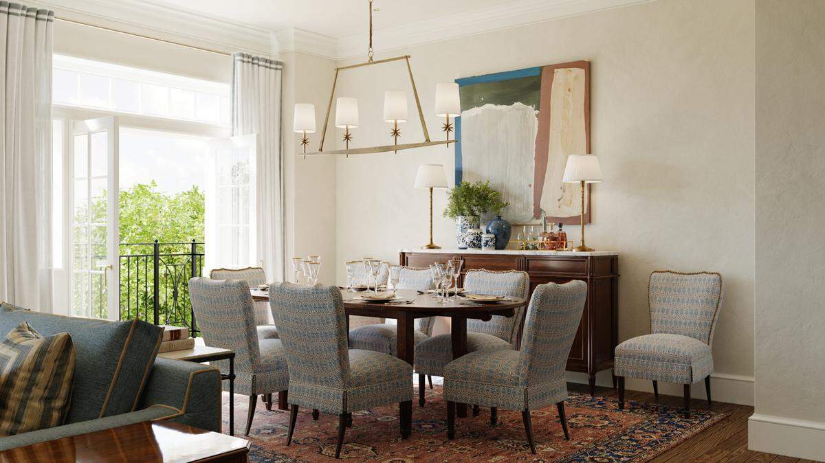 A rendering of dining area for condominiums in The Brightbury, the anchor residential building in Birney Park in Raleigh’s historic Hayes Barton neighborhood. 