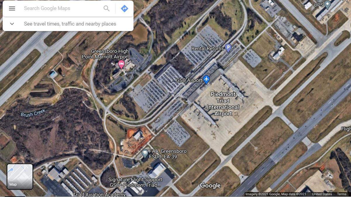 A drone flying over Piedmont Triad International Airport on Tuesday night disrupted flights, officials say.