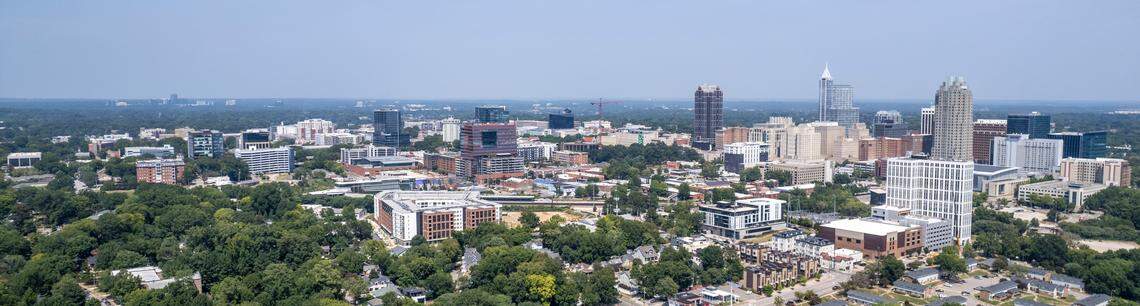 An aerial view of downtown Raleigh on Wednesday, August. 28, 2024.