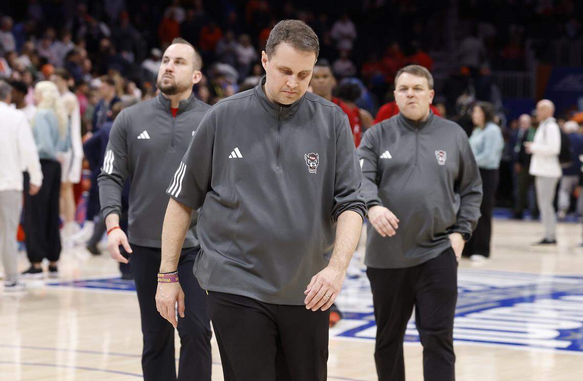 N.C. State head coach Will Wade walks off the court after Virginia’s 81-74 victory over N.C. State in the quarterfinals of the 2026 ACC Men’s Basketball Tournament at the Spectrum Center in Charlotte, N.C., Thursday, March 12, 2026.