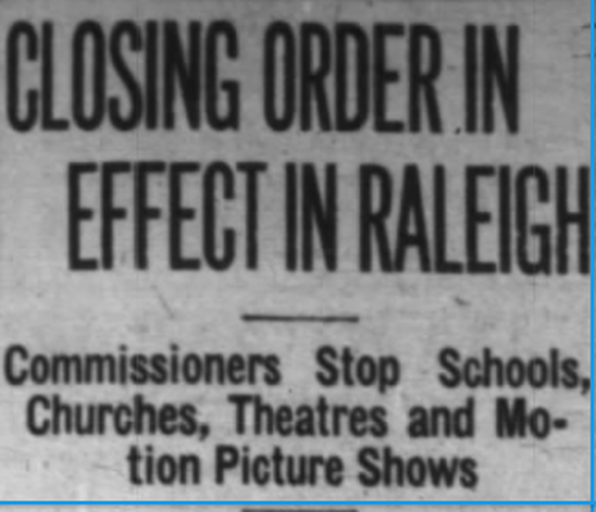 The News & Observer reports Raleigh’s response to the influenza epidemic that killed more than 200 people in the city in October 1918.