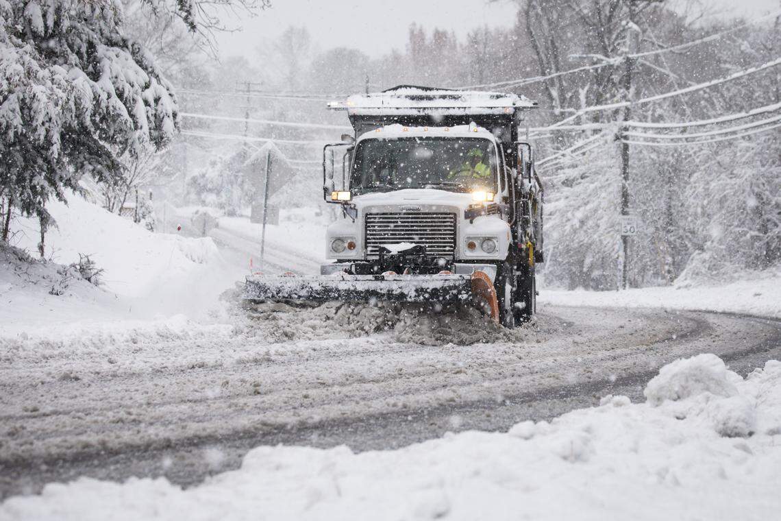 In this 2018 file photo, a snow plow plows in Carrboro.