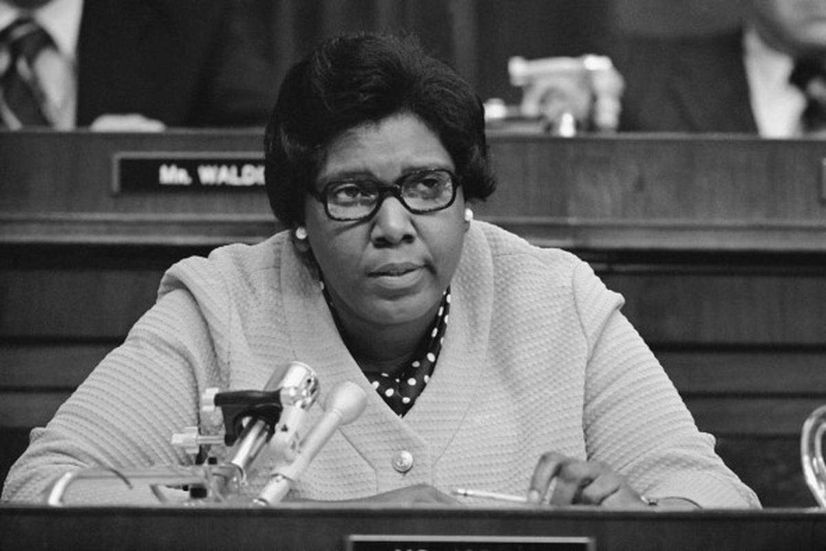 Rep. Barbara Jordan, D-Tex., offers her view on impeachment of President Richard Nixon during a night session of the House Judiciary Committee in Washington Thursday, July 25, 1974. (AP Photo)