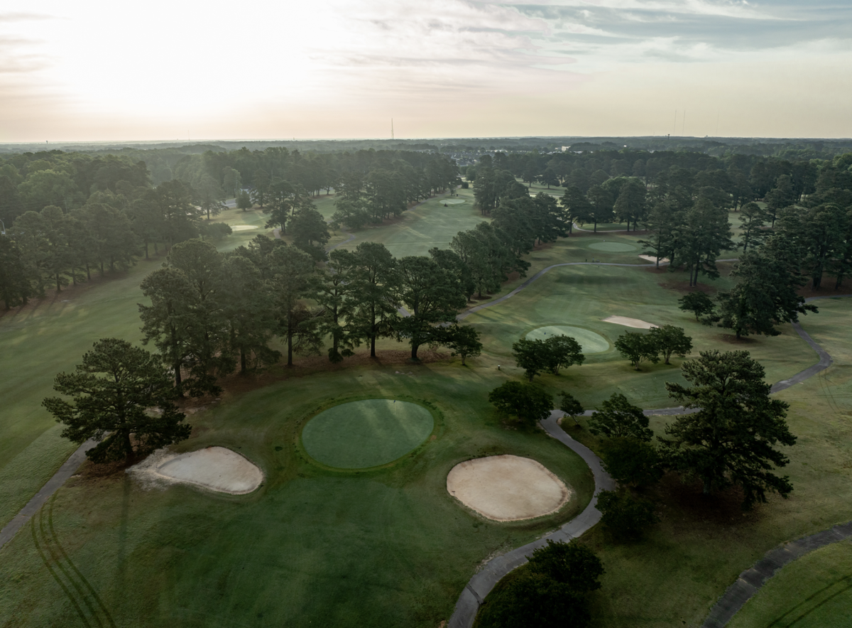 An aerial view of Raleigh Golf Association (RGA) at 1527 Tryon Road.