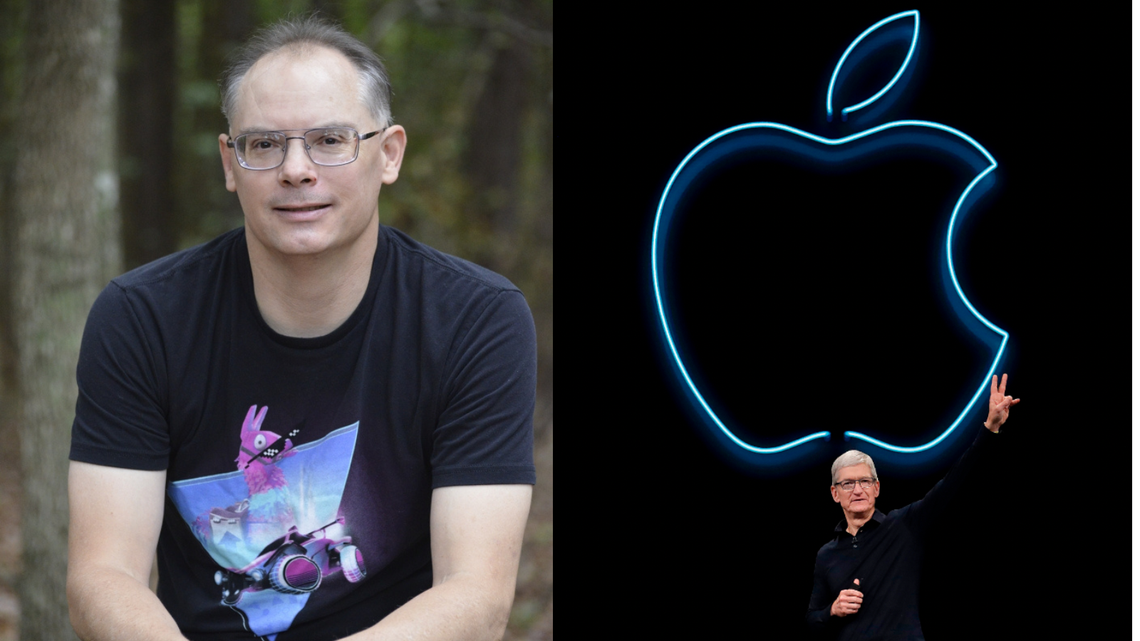 Epic Games CEO Tim Sweeney (left) and Apple CEO Tim Cook (right.)