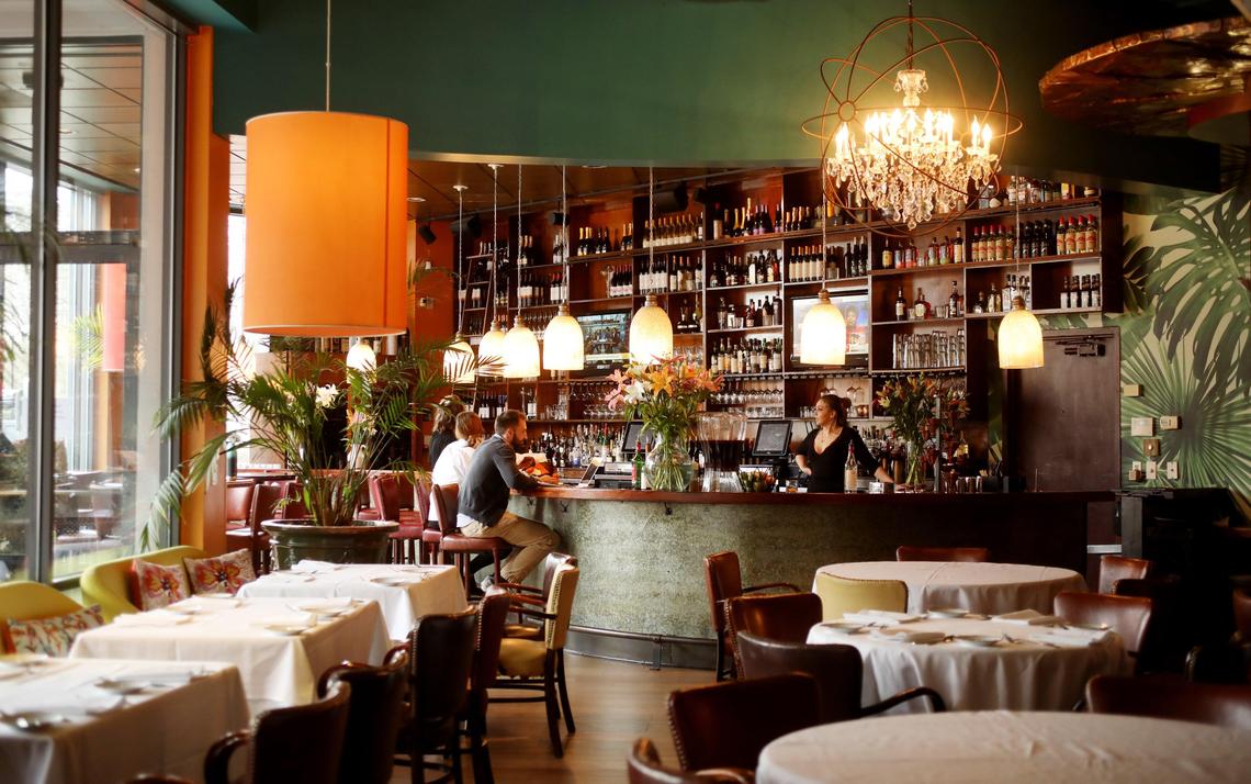 Parizade in Durham deserves to be called Giorgios Bakatsias’ flagship restaurant. The decor - a dramatic pastiche of columns, crystal chandeliers and oversize lamp shades, and a surrealistic fantasy ceiling mural - is classic Bakatsias “dining as theater.”