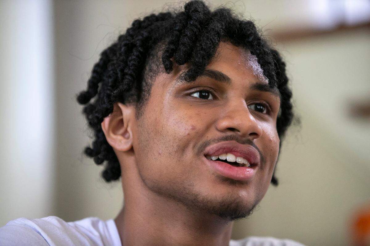 Jarin Stevenson announces his top three college choices, Alabama, North Carolina, and Virginia during a conversation with his father Jarod Stevenson at their home on Thursday, June 15, 2023 in Chapel Hill, N.C.