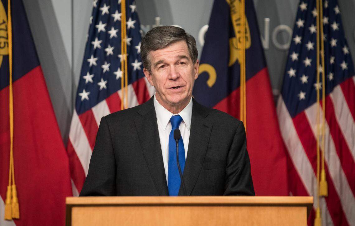 Governor Roy Cooper announces during a press conference on Tuesday, June 9, 2020 that a new task force on racial equity in the criminal justice system will be led by N.C. Supreme Court Associate Justice Anita Earls and Attorney General Josh Stein.