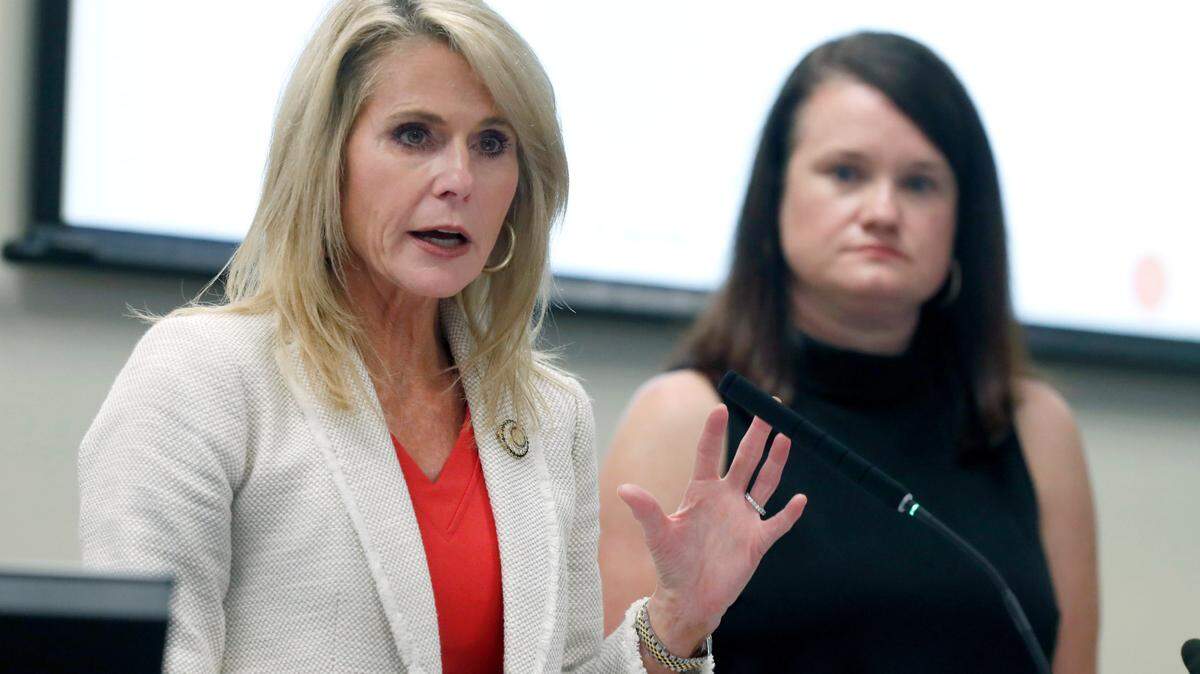 Rep. Kristin Baker, left, and Rep. Ashton Clemmons spoke in favor of Senate Bill 35 during a House Judiciary Committee meeting in Raleigh, N.C. Tuesday, June 22, 2021. Senate Bill 35 would raise the minimum age to be married to 16 and mandate that the age difference for the spouse of 16 and 17-year-olds can only be four years.