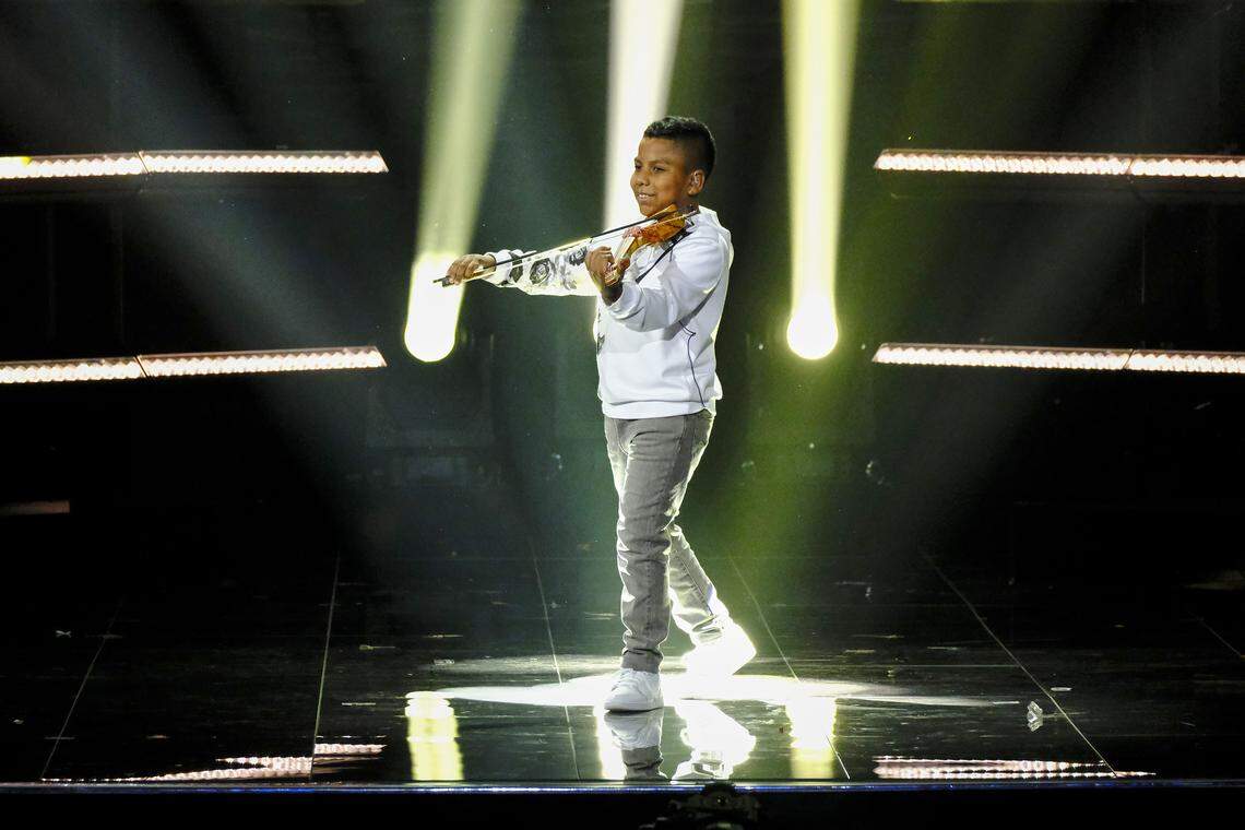 Tyler Butler-Figueroa performs on the February 10, 2020, finale episode of “America’s Got Talent: The Champions” on NBC.
