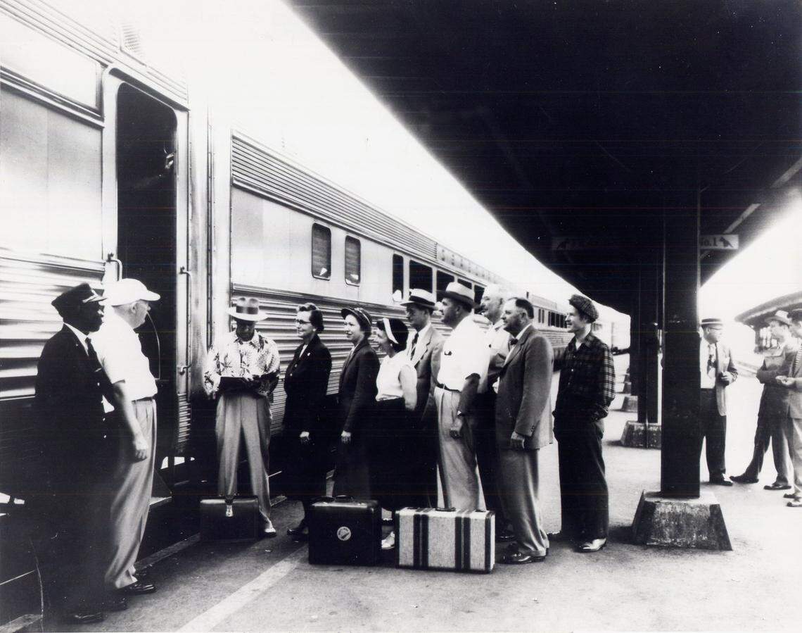 Passengers wait to board a train at Raleigh’s Seaboard Station in 1951.