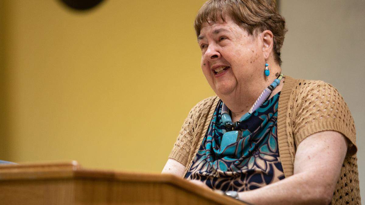 Ruth Moose speaks at Stanly County Public Library in September. When she taught creative writing at UNC-Chapel Hill, Moose presented her classes with prompts to spark inspiration. Author Jenny Han’s first book began as a prompt in Moose’s class.