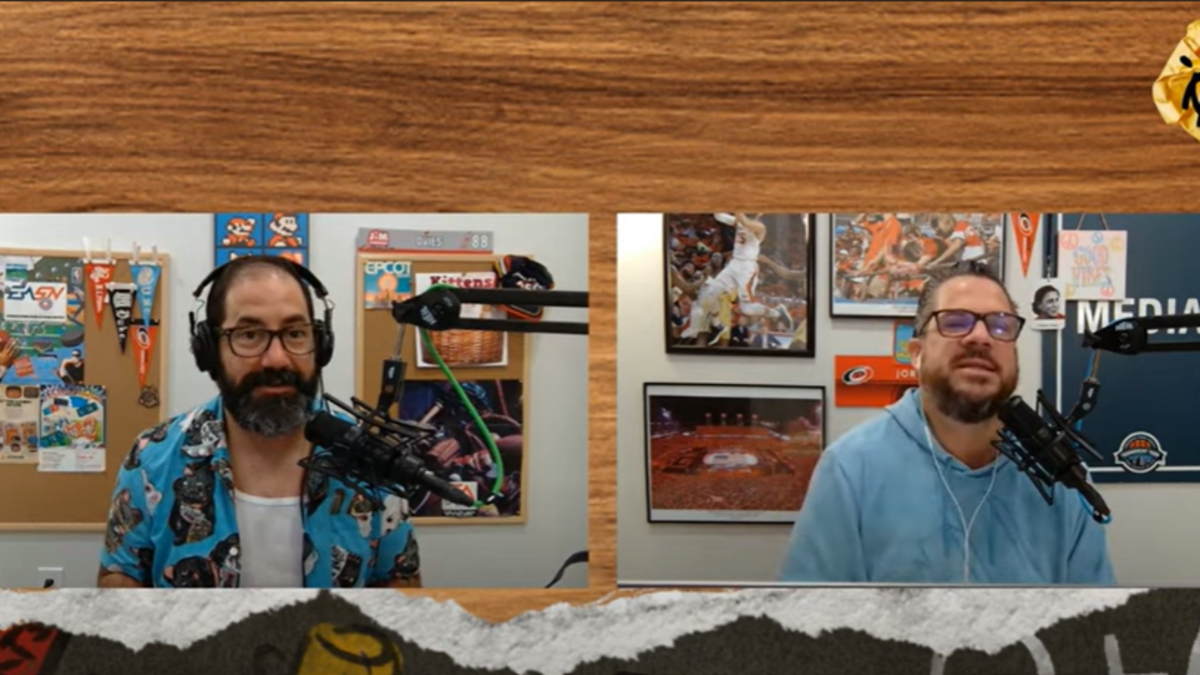 Joe Ovies, left, and Joe Giglio host the “Ovies + Giglio” sports talk show, available via podcast or YouTube.