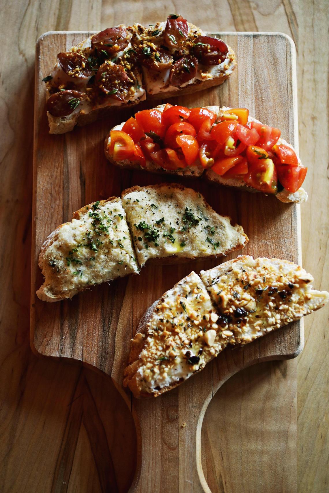 Cucciolo Osteria serves a variety of bruschetta including roasted grape bruschetta with creamy goat cheese and toasted walnuts, basil tomato with homemade ricotta, burrata and roasted hazelnut with truffle honey and the exotic-sounding baccala mantecato.