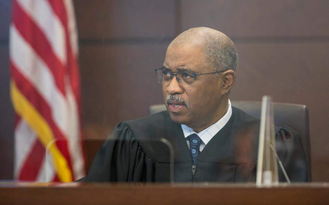 Durham County Superior Judge Orlando Hudson begins a hearing in North Carolina’s case against Juul, the e-cigarette company, at the Durham County Courthouse in Durham, N.C. on Monday, June 28, 2021.