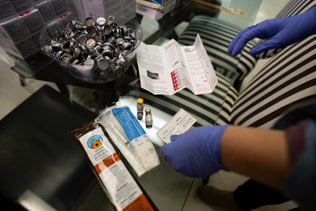 At the R3 Recovery Center in Wilkesboro, N.C., Emily Church displayed components in an opioid overdose kit, including two vials of Naloxone.