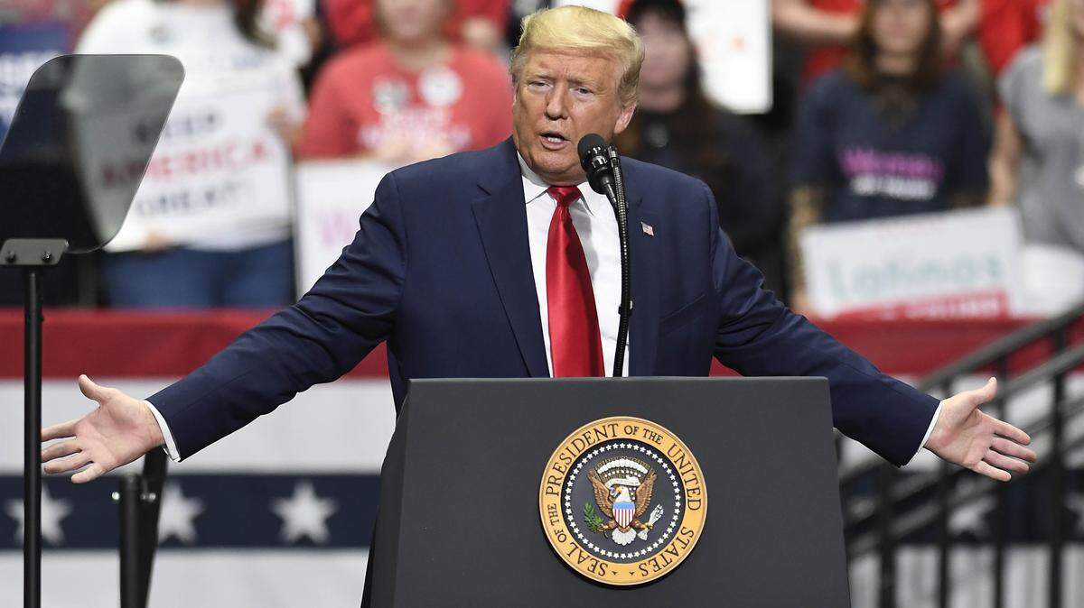 President Donald J. Trump addresses supporters during a rally at Bojangles’ Arena in Charlotte, NC on Monday, March 2, 2020, on the eve of the Super Tuesday primaries.